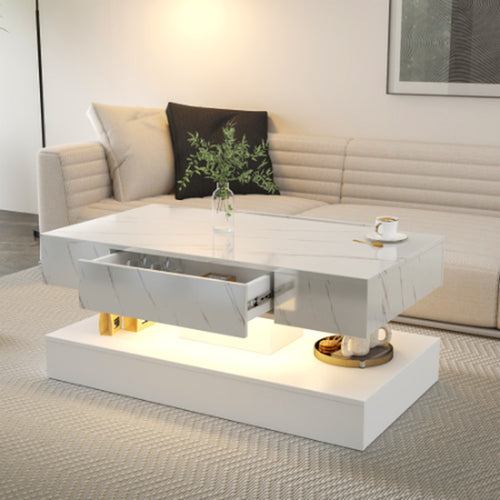 6.93IN High LED Coffee Table,Modern Coffee Table for Living Room,Living Room Tables,Large Living Room Furniture,Led Lights