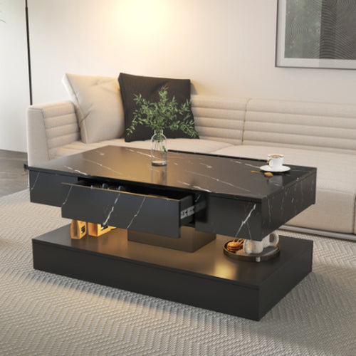 6.93IN High LED Coffee Table,Modern Coffee Table for Living Room,Living Room Tables,Large Living Room Furniture,Led Lights